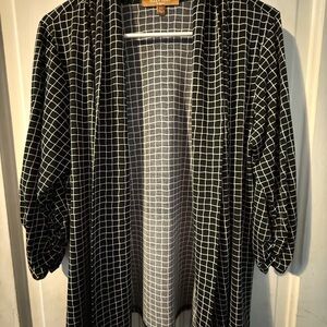 Ellen Tracy Black and White Checkered Kimono